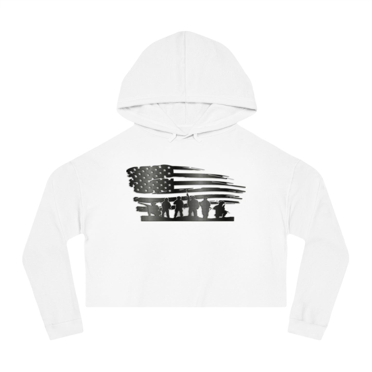 Women’s Cropped Hooded Sweatshirt with usa flag Design | OKEYCITY