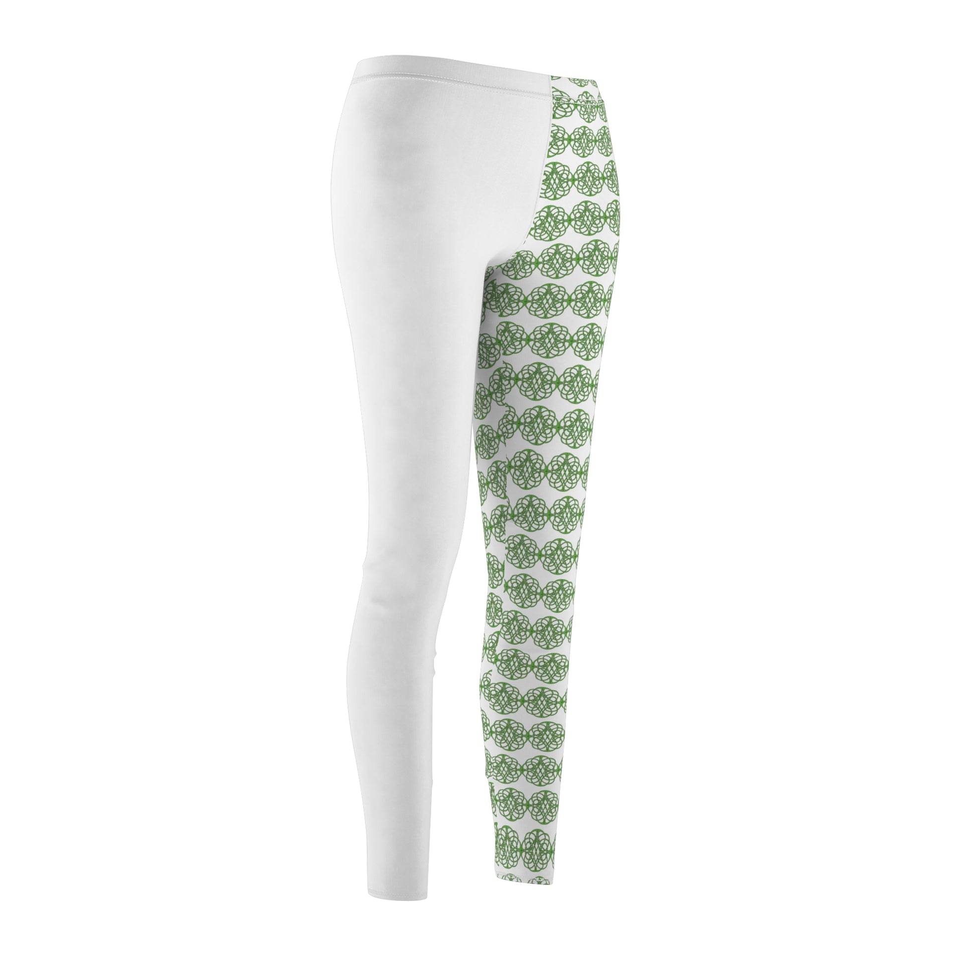 Women's Cut & Sew Casual Leggings (AOP) with green pattern Design| OKEYCITY