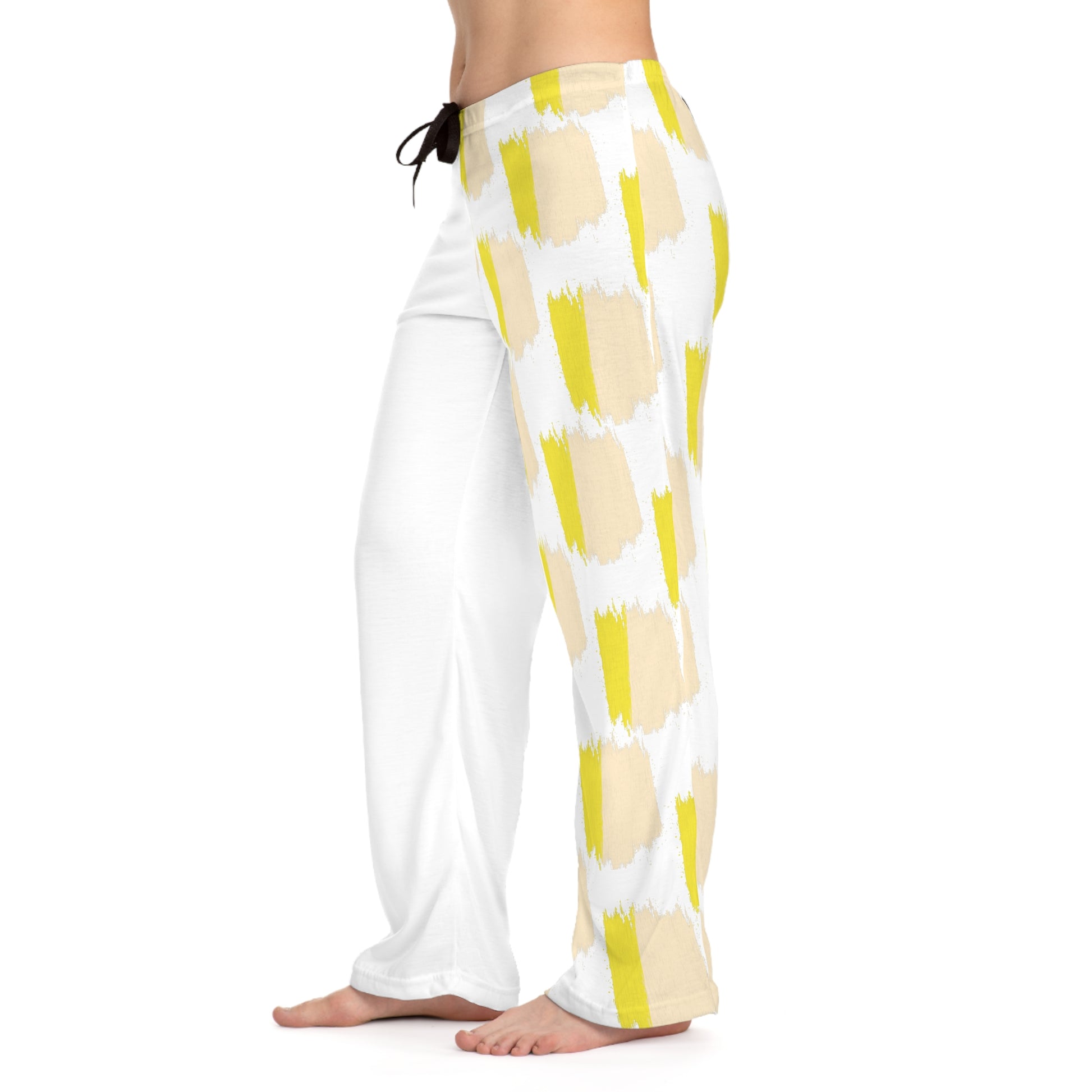 Women's Pajama Pants (AOP) With Yellow Brush Design | OKEYCITY