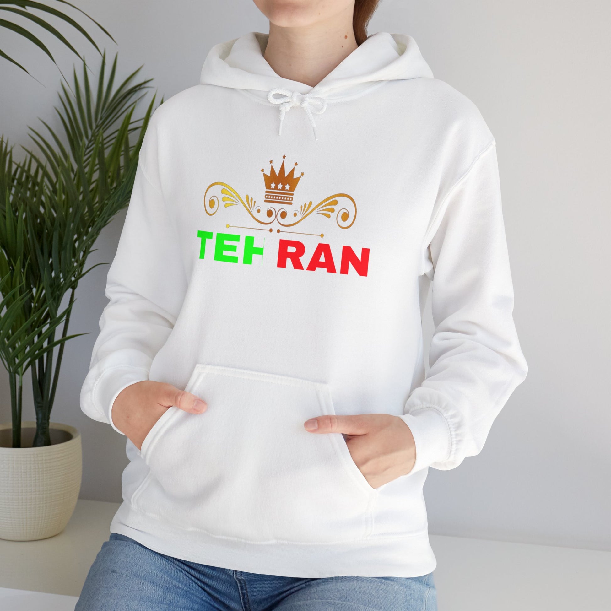 Unisex Heavy Blend™ Hooded Sweatshirt With Tehran and Iran Symbol Design | OKEYCITY