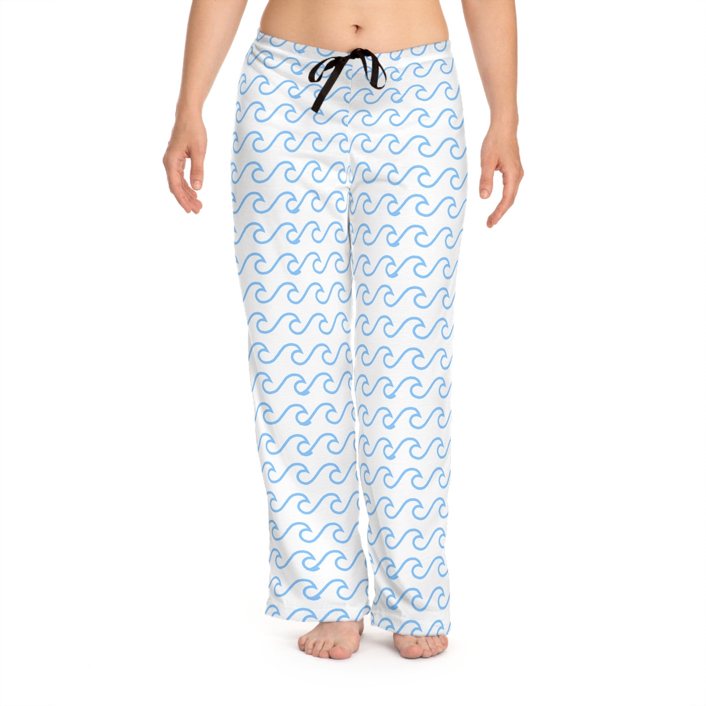 Women's Pajama Pants with blue wave Pattern | OKEYCITY