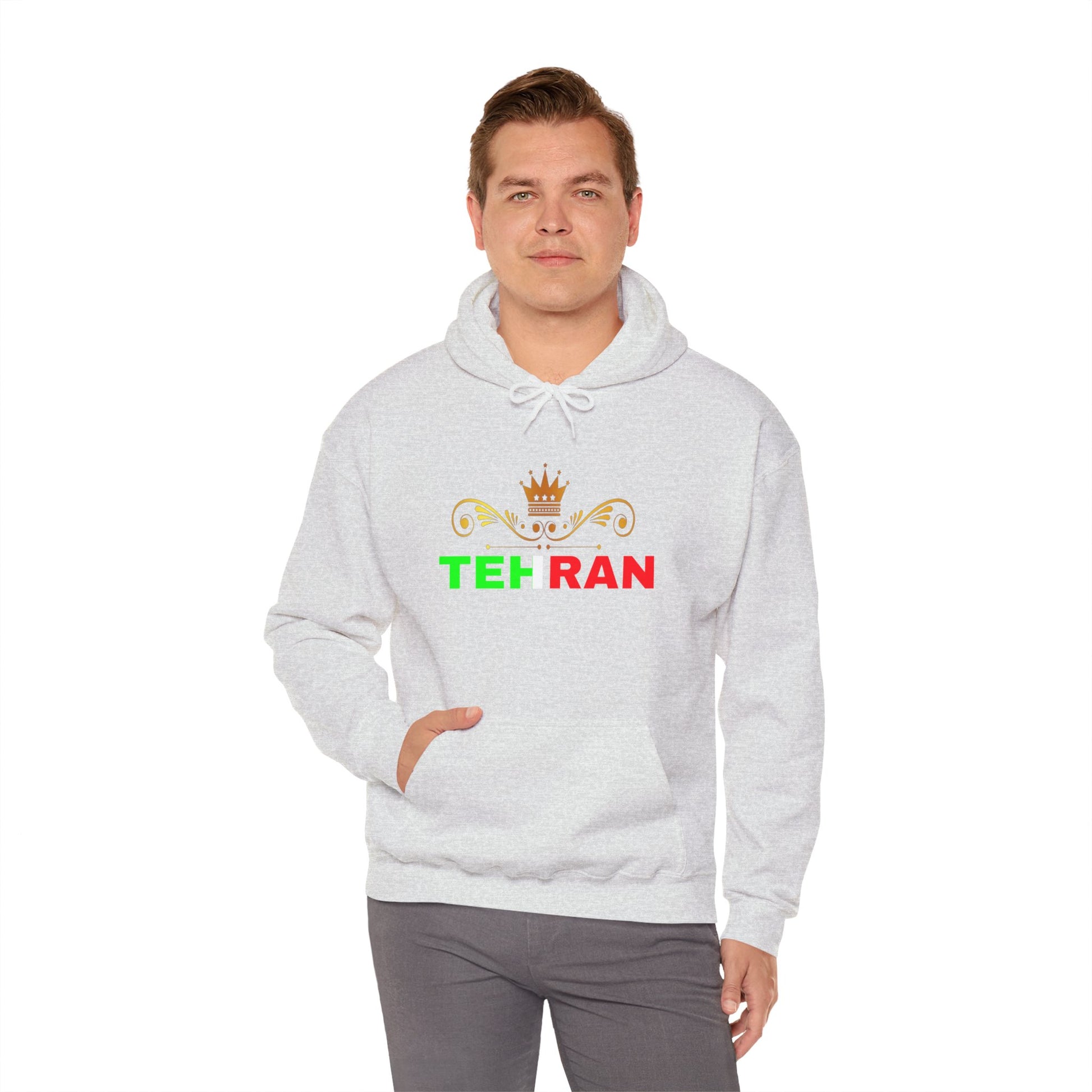 Unisex Heavy Blend™ Hooded Sweatshirt With Tehran and Iran Symbol Design | OKEYCITY