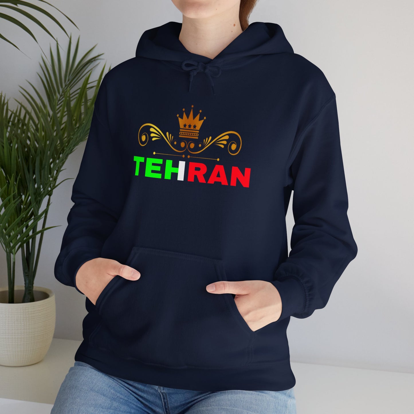 Unisex Heavy Blend™ Hooded Sweatshirt With Tehran and Iran Symbol Design | OKEYCITY