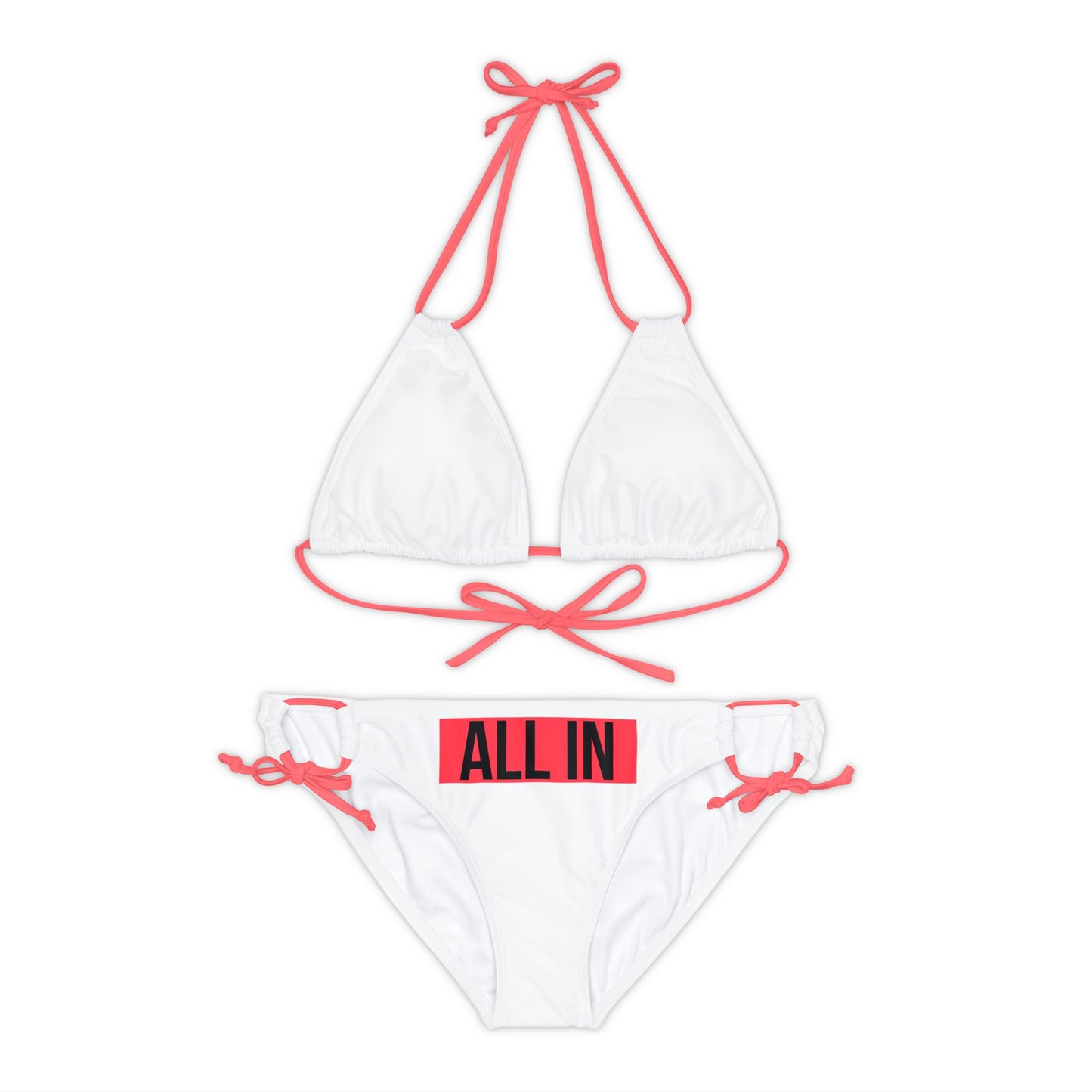 Strappy Bikini Set (AOP) With red All in Design | OKEYCITY