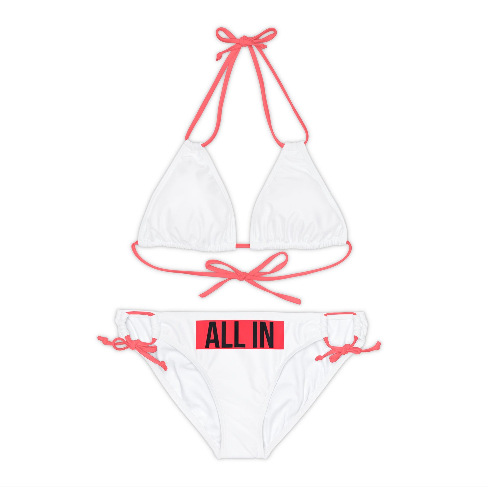 Strappy Bikini Set (AOP) With red All in Design | OKEYCITY