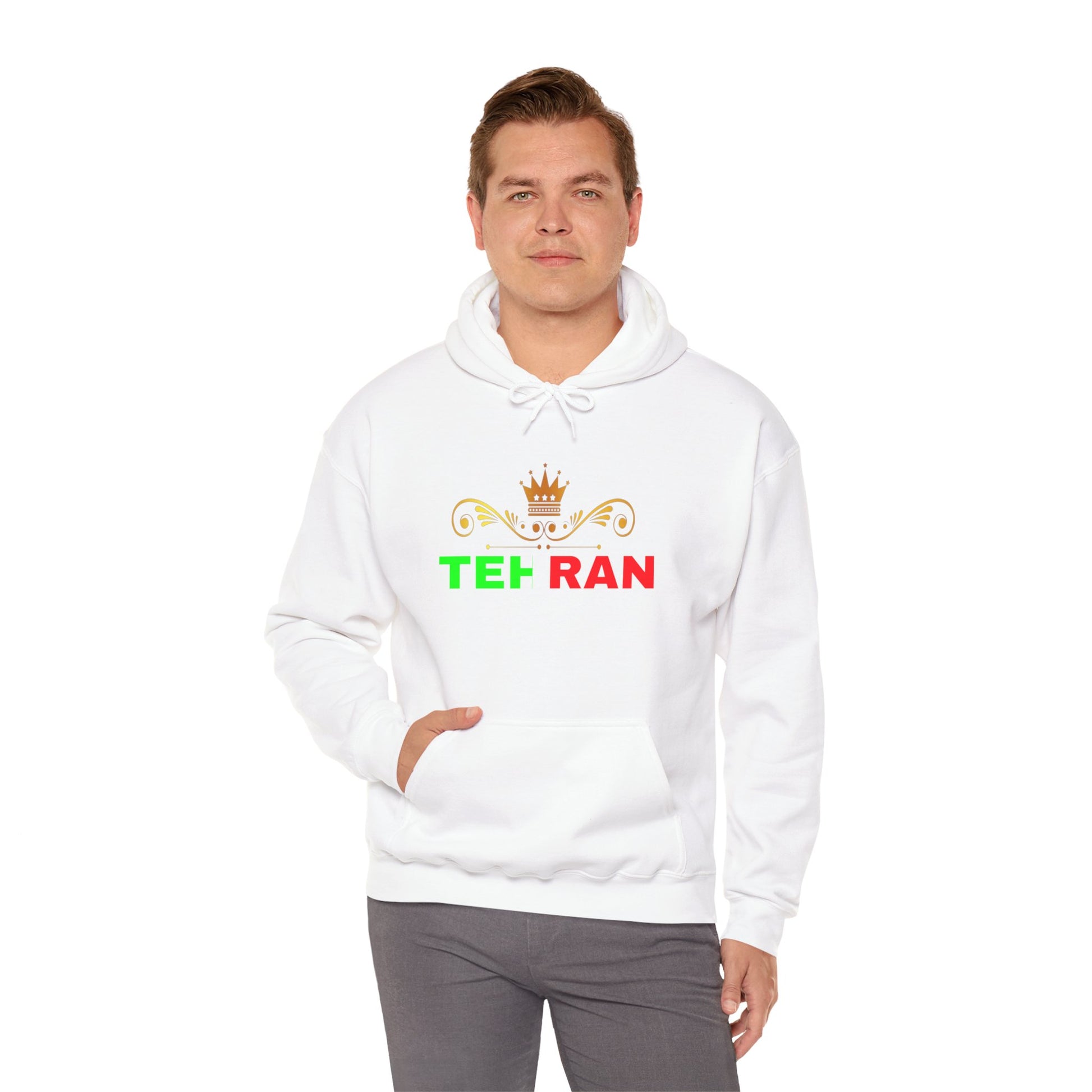 Unisex Heavy Blend™ Hooded Sweatshirt With Tehran and Iran Symbol Design | OKEYCITY