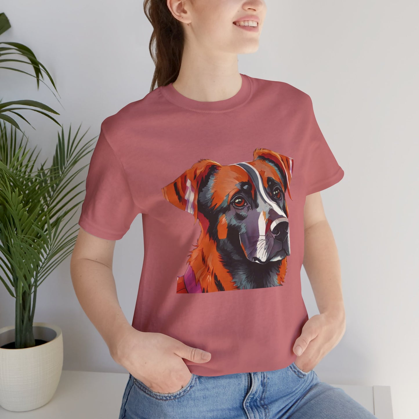 Unisex Jersey Short Sleeve Tee with dog design | OKEYCITY