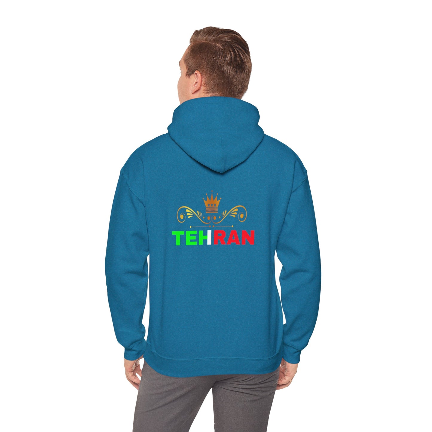 Unisex Heavy Blend™ Hooded Sweatshirt With Tehran and Iran Symbol Design | OKEYCITY