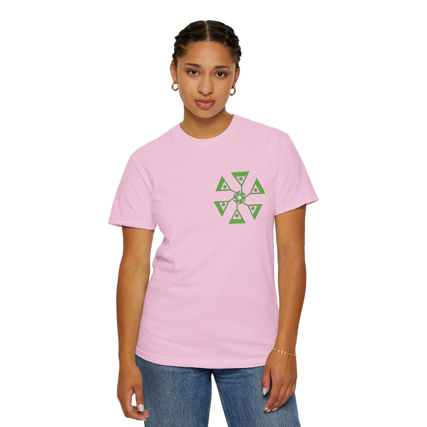 Unisex Garment-Dyed T-shirt with green pattern Design | OKEYCITY