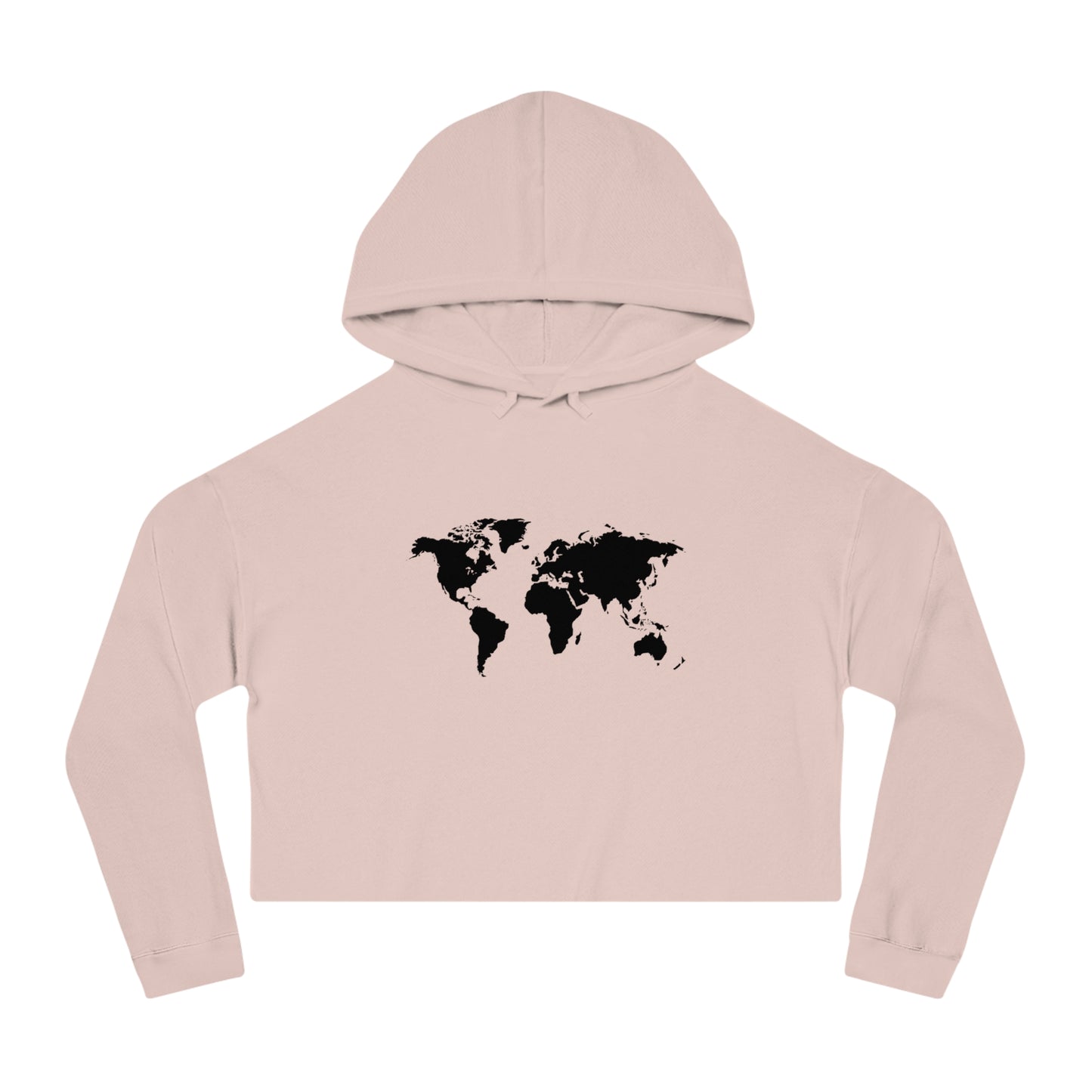 Women’s Cropped Hooded Sweatshirt with map world Design | OKEYCITY