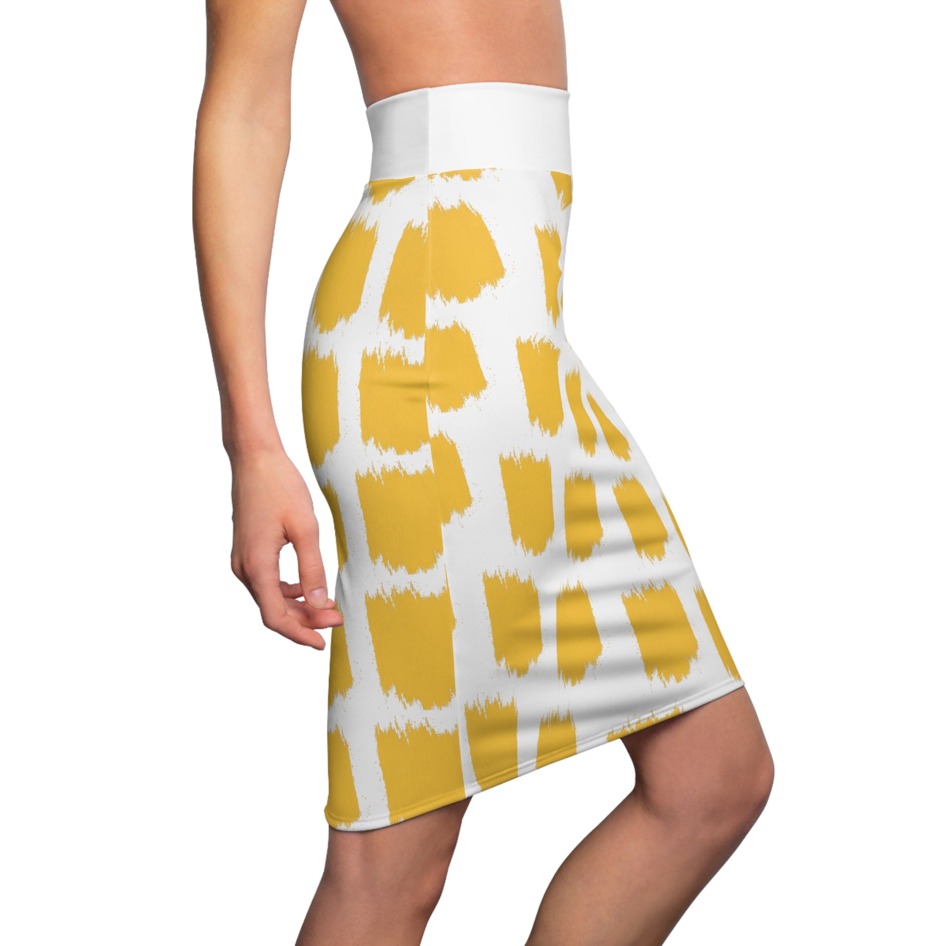 Women's Pencil Skirt (AOP) with Yellow pattern Design | OKEYCITY