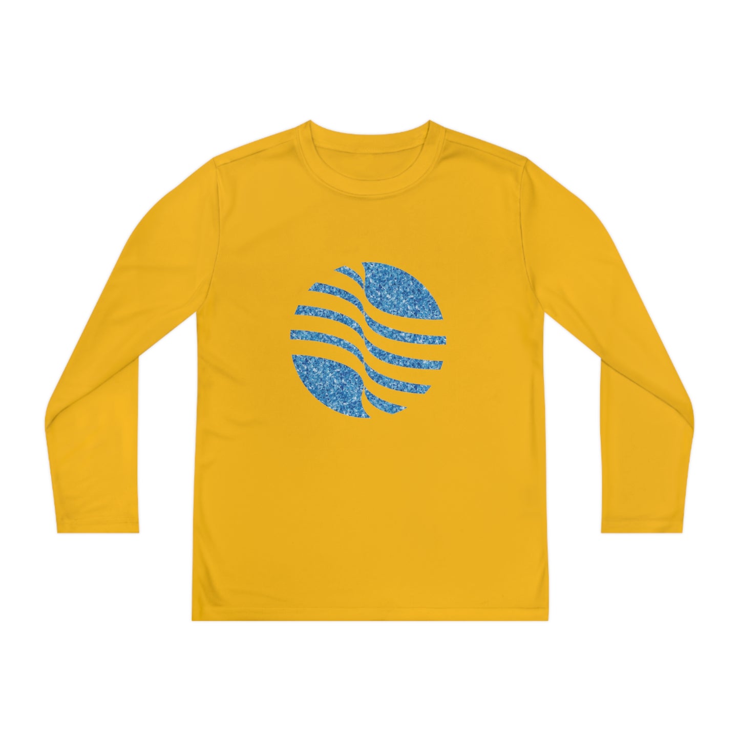 Youth Long Sleeve Competitor Tee with blue circle Design | OKEYCITY