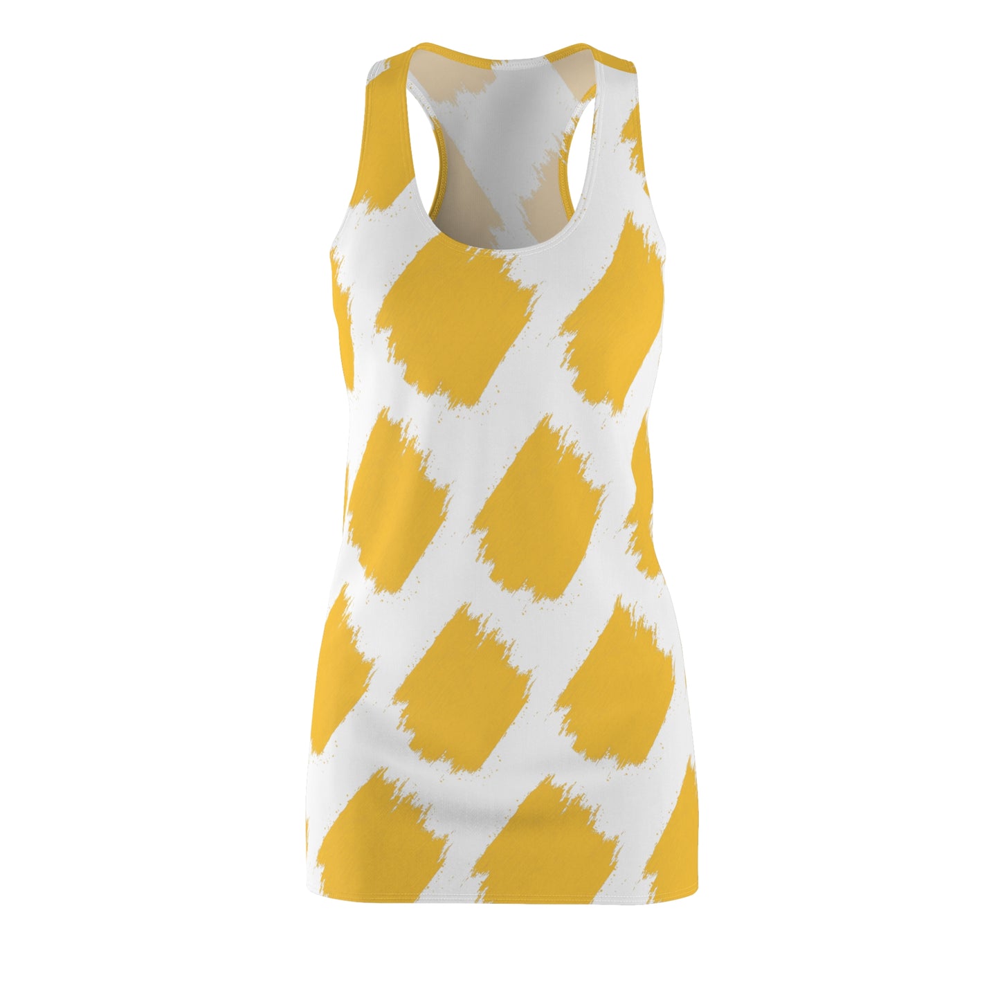 Women's Cut & Sew Racerback Dress with yellow brush pattern design | OKEYCITY