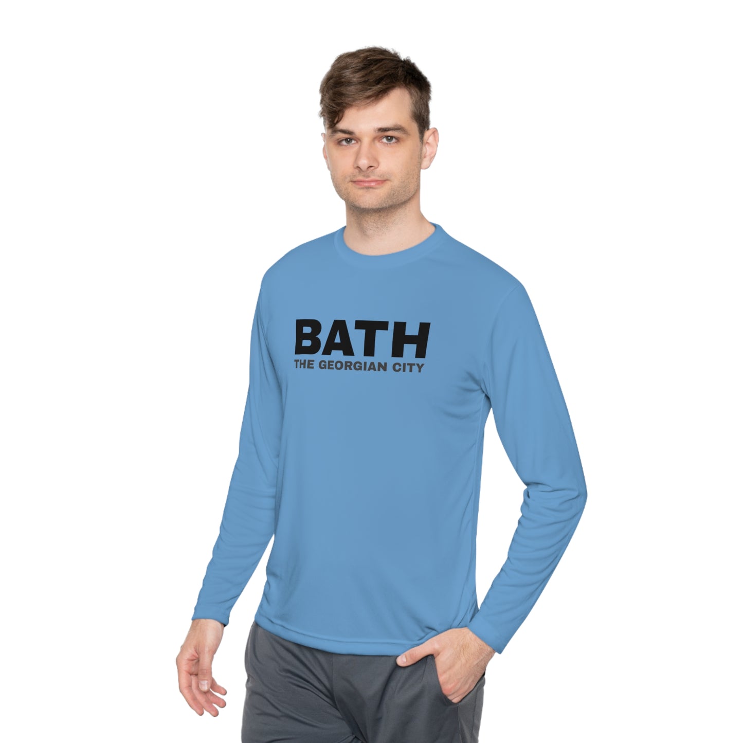 Unisex Lightweight Long Sleeve Tee with Bath city Design | OKEYCITY