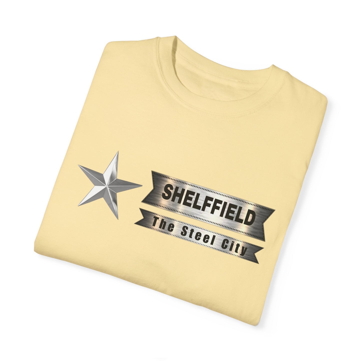 Unisex Garment-Dyed T-shirt with Shelffield Design | OKEYCITY