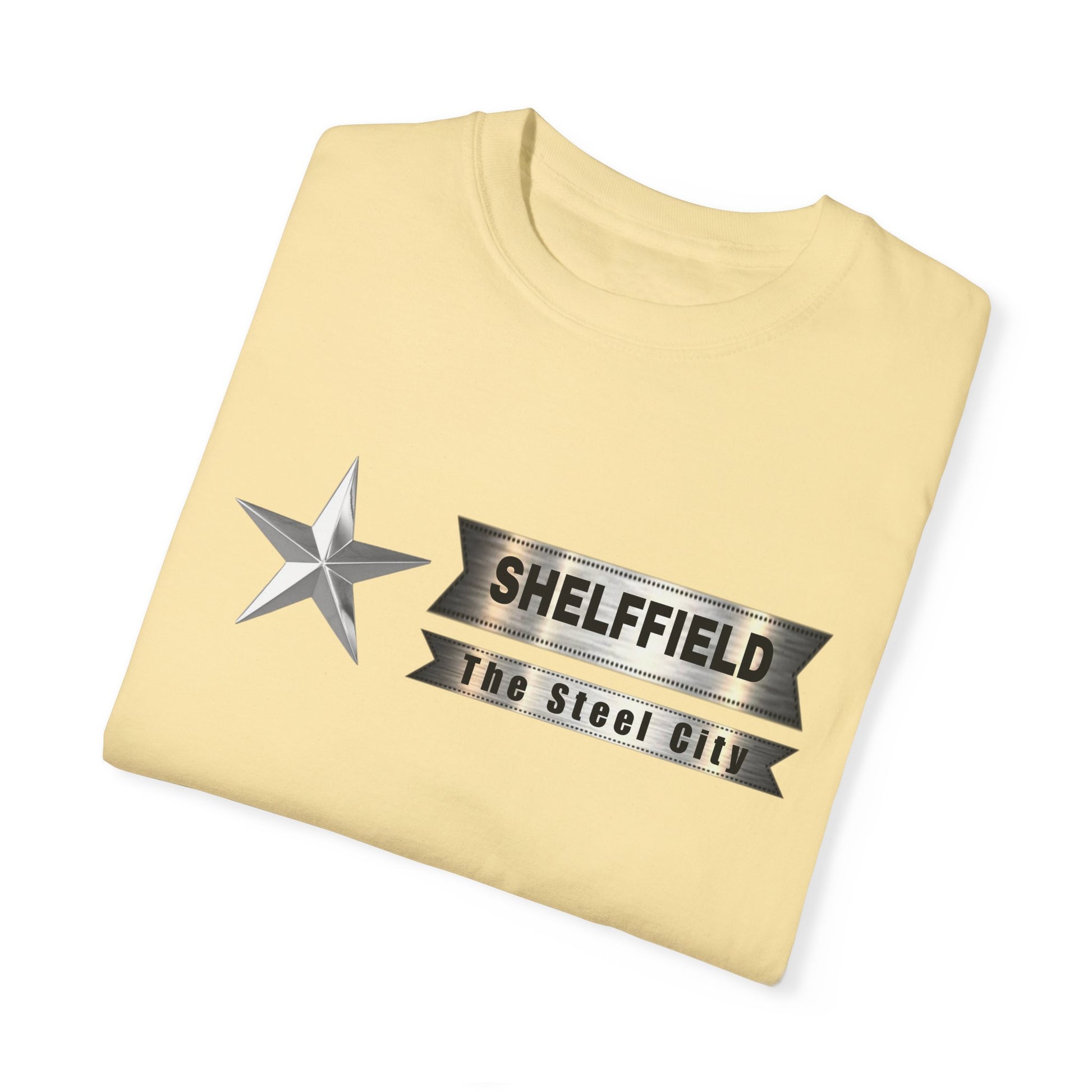 Unisex Garment-Dyed T-shirt with Shelffield Design | OKEYCITY