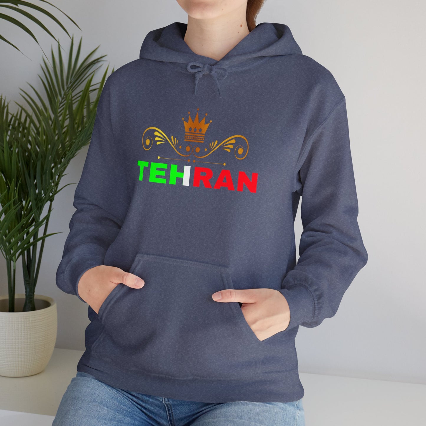 Unisex Heavy Blend™ Hooded Sweatshirt With Tehran and Iran Symbol Design | OKEYCITY