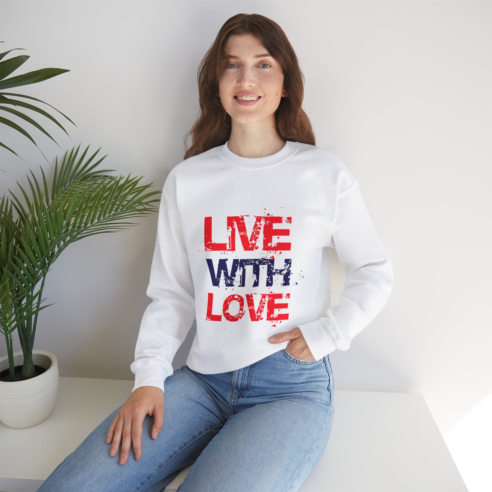 Unisex Heavy Blend™ Crewneck Sweatshirt with love Design | OKEYCITY