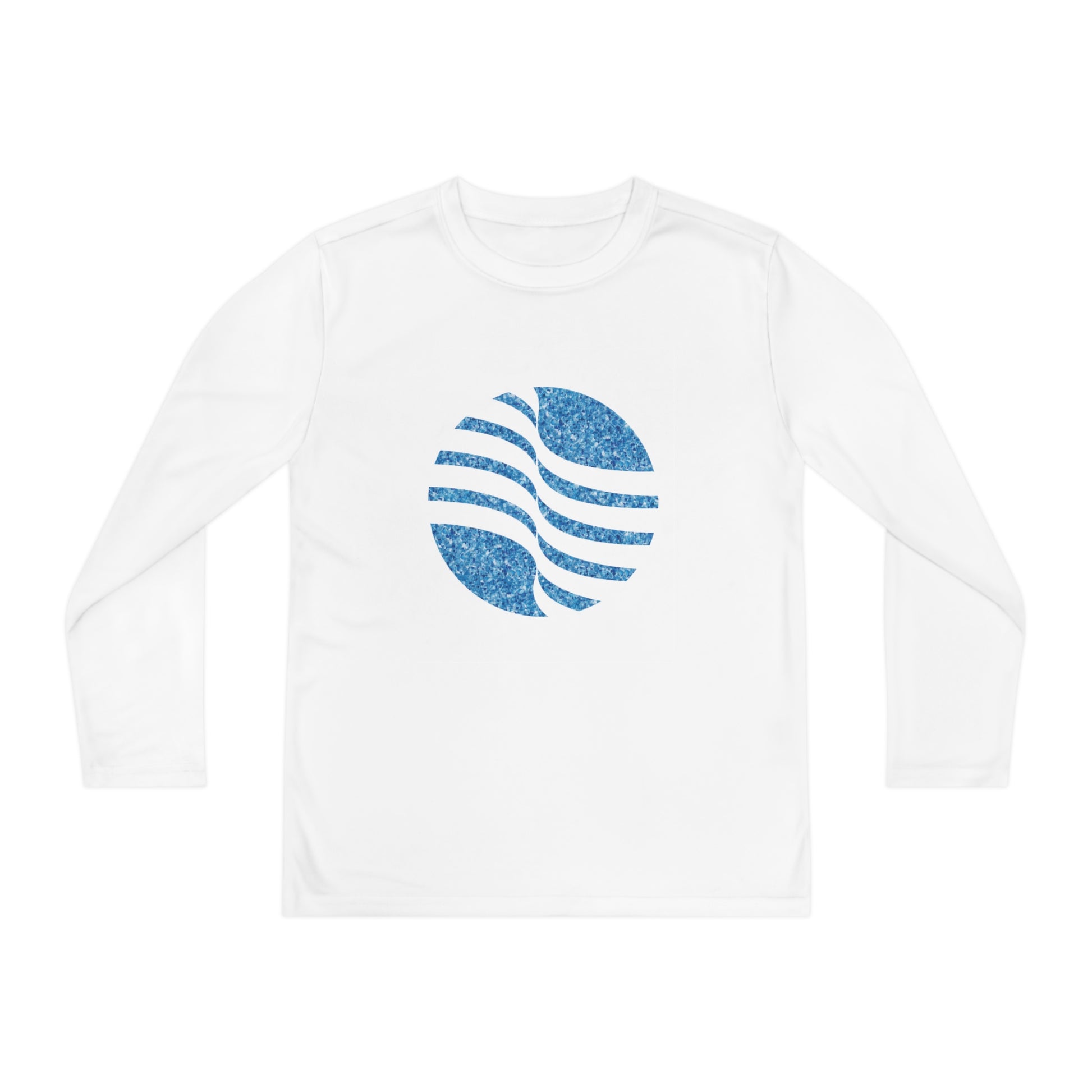 Youth Long Sleeve Competitor Tee with blue circle Design | OKEYCITY