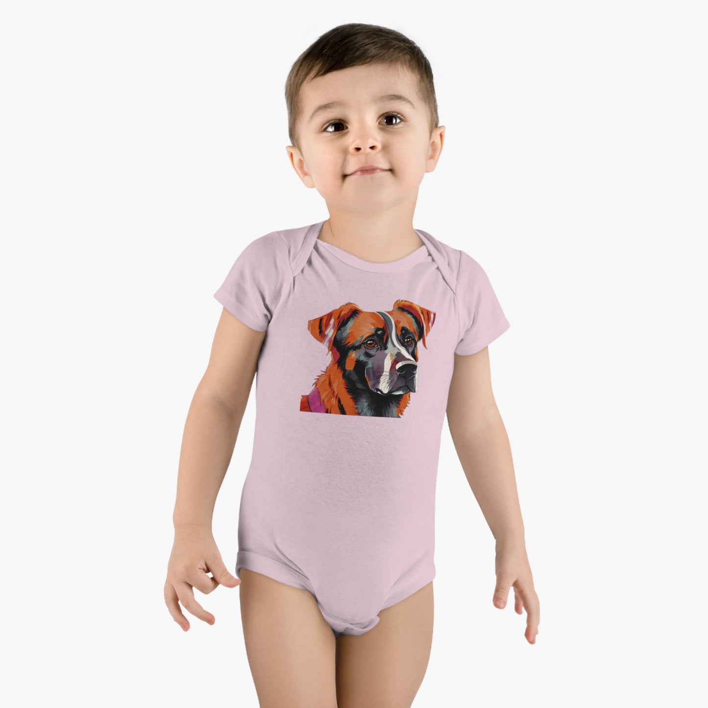 Baby Short Sleeve Onesie® with vector dog Design | OKEYCITY