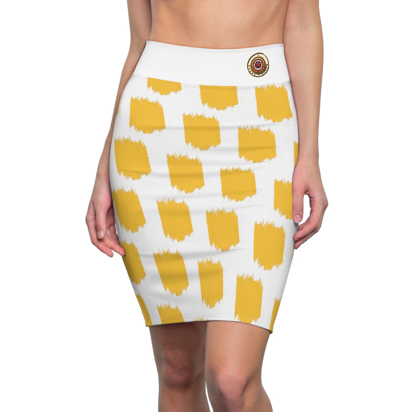 Women's Pencil Skirt (AOP) with Yellow pattern Design | OKEYCITY