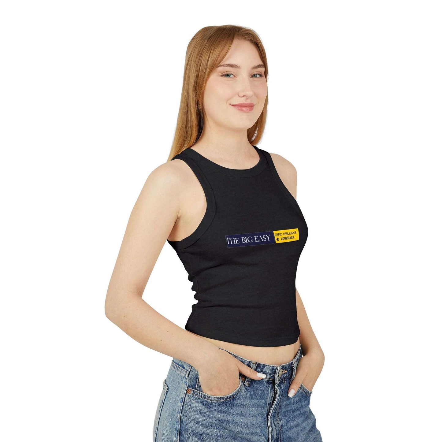 Women's Micro Rib Racer Tank Top | OKEYCITY