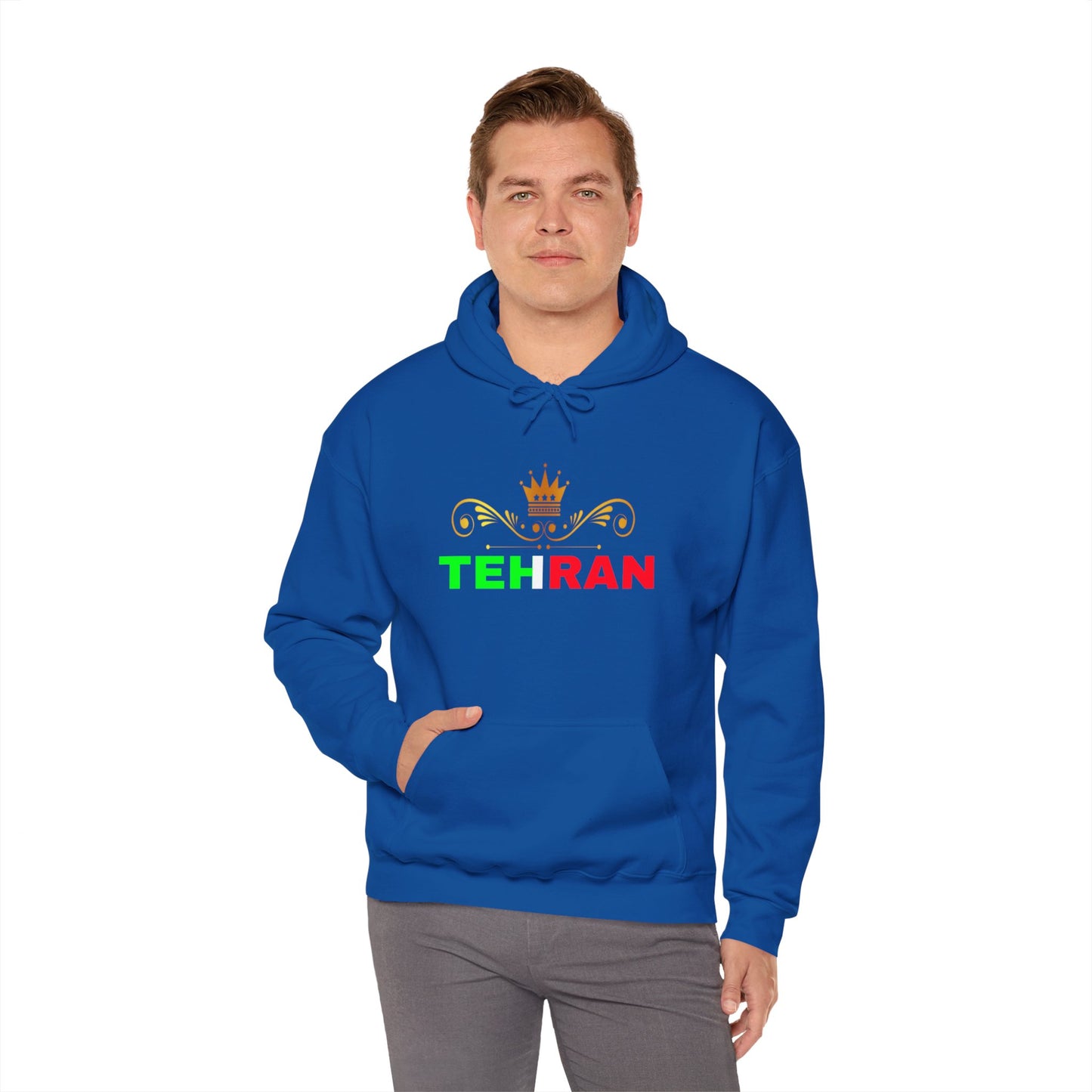 Unisex Heavy Blend™ Hooded Sweatshirt With Tehran and Iran Symbol Design | OKEYCITY