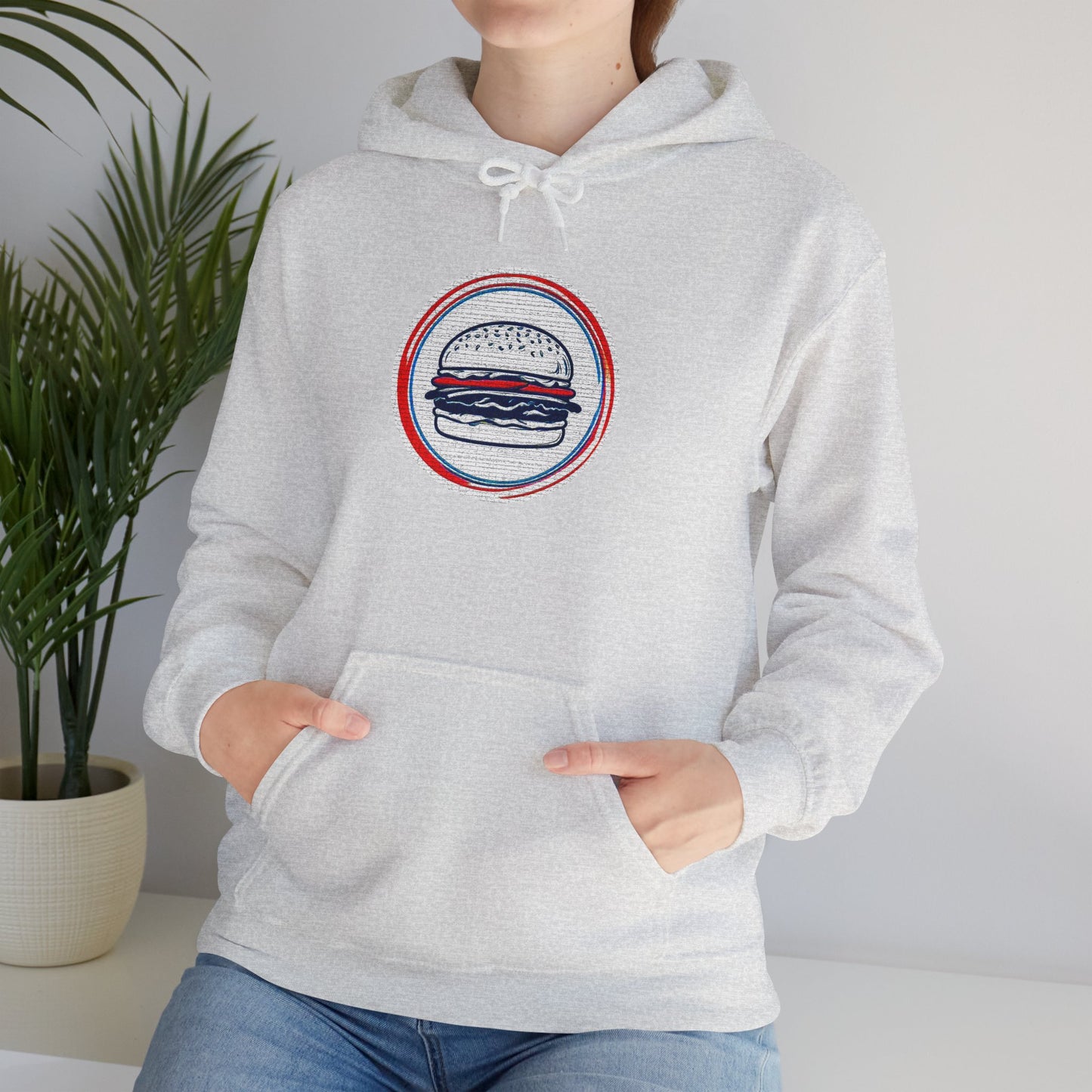 Unisex Heavy Blend™ Hooded Sweatshirt with Hamburger Design | OKEYCITY