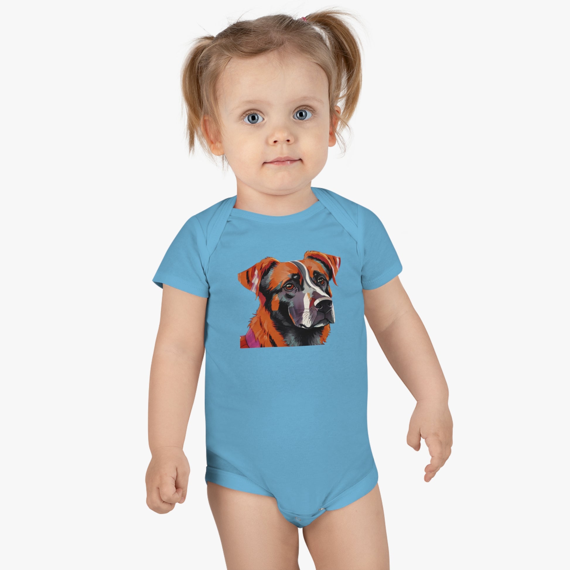 Baby Short Sleeve Onesie® with vector dog Design | OKEYCITY