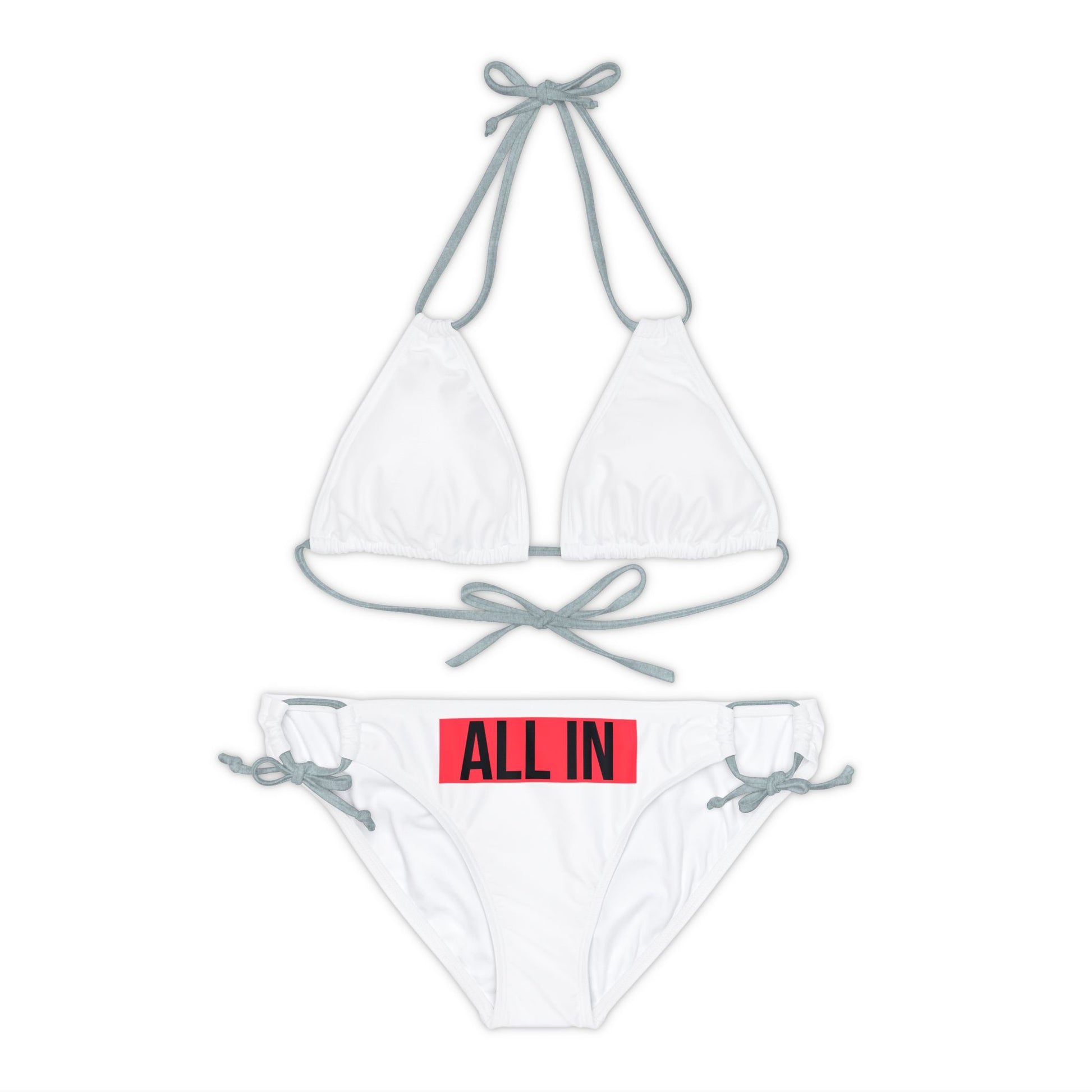 Strappy Bikini Set (AOP) With red All in Design | OKEYCITY