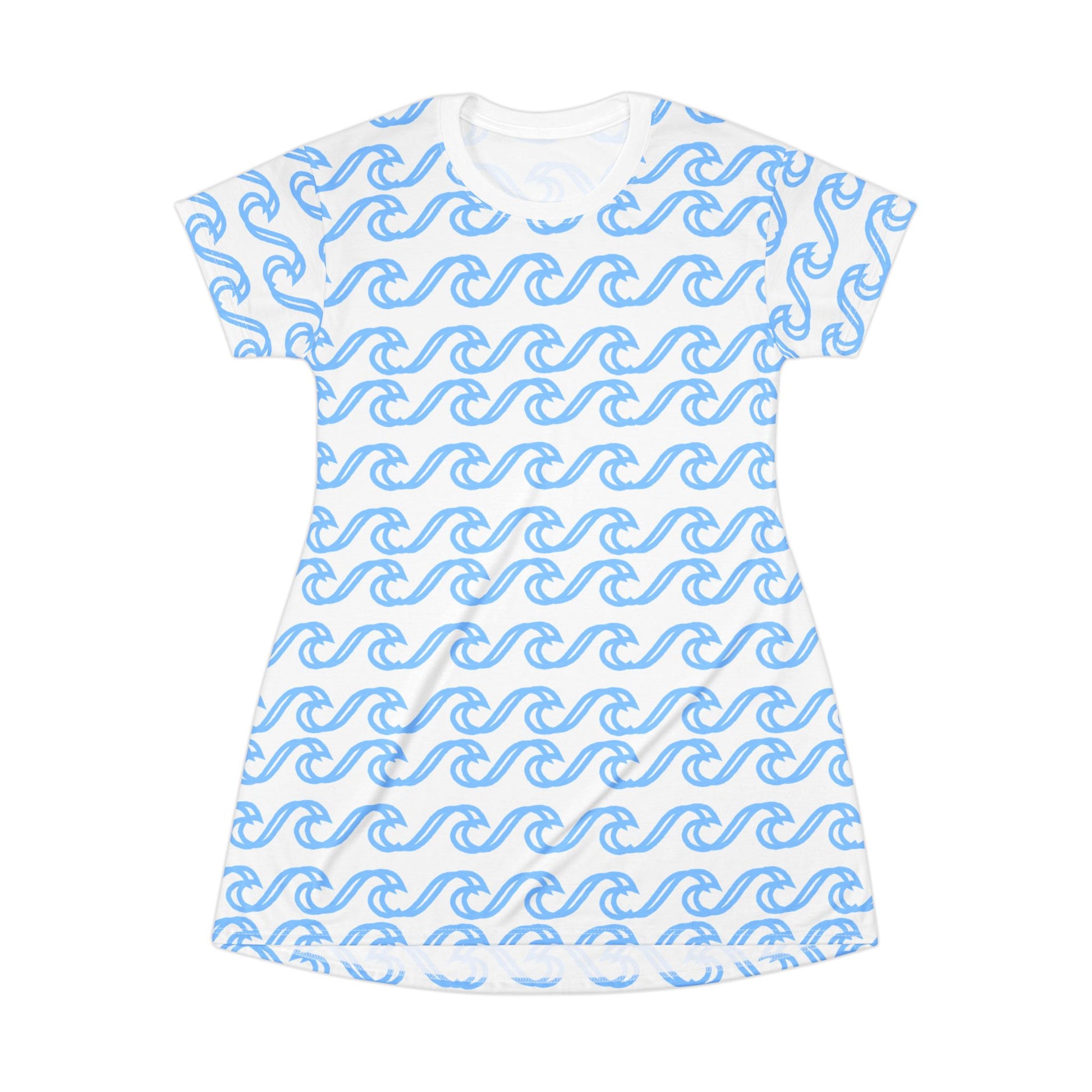 T-Shirt Dress with blue waves Design | OKEYCITY