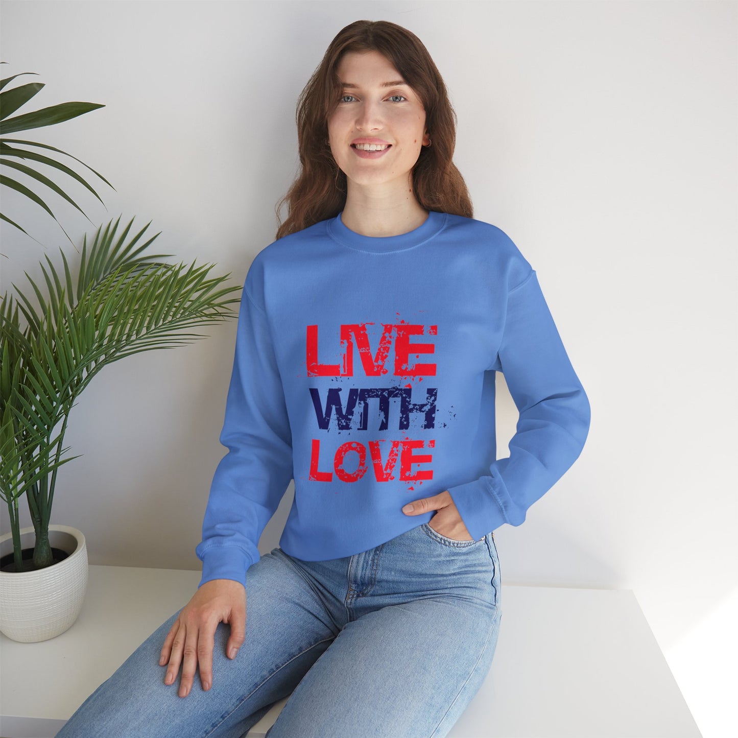 Unisex Heavy Blend™ Crewneck Sweatshirt with love Design | OKEYCITY