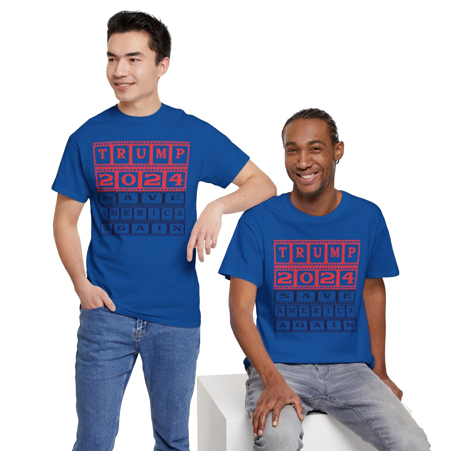 Unisex Heavy Cotton Tee with Trump 2024 Design | OKEYCITY