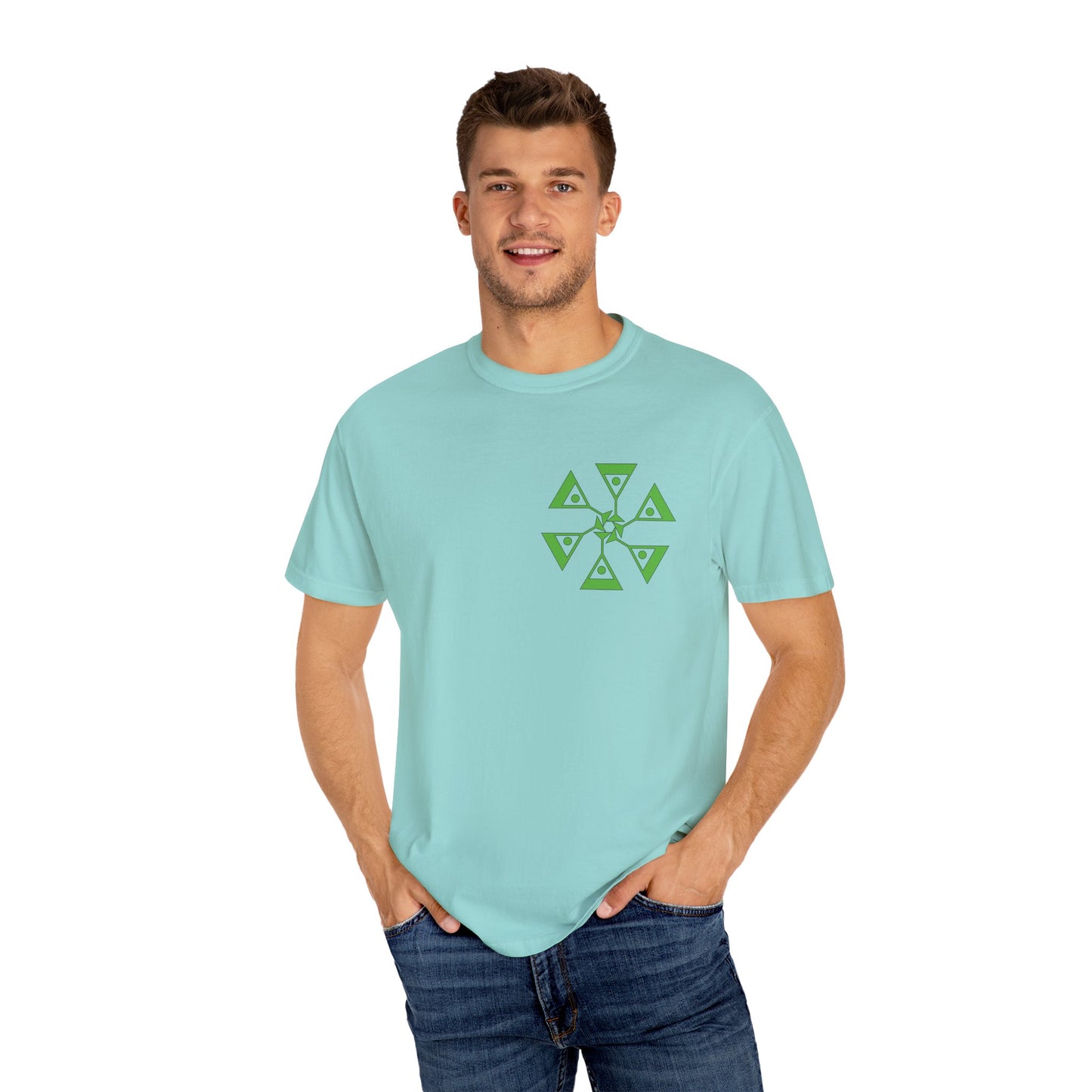 Unisex Garment-Dyed T-shirt with green pattern Design | OKEYCITY