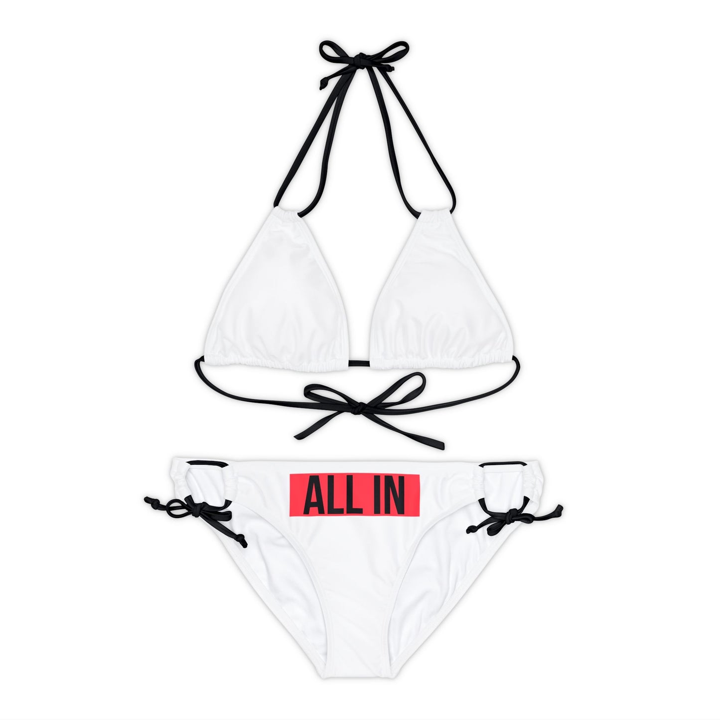 Strappy Bikini Set (AOP) With red All in Design | OKEYCITY