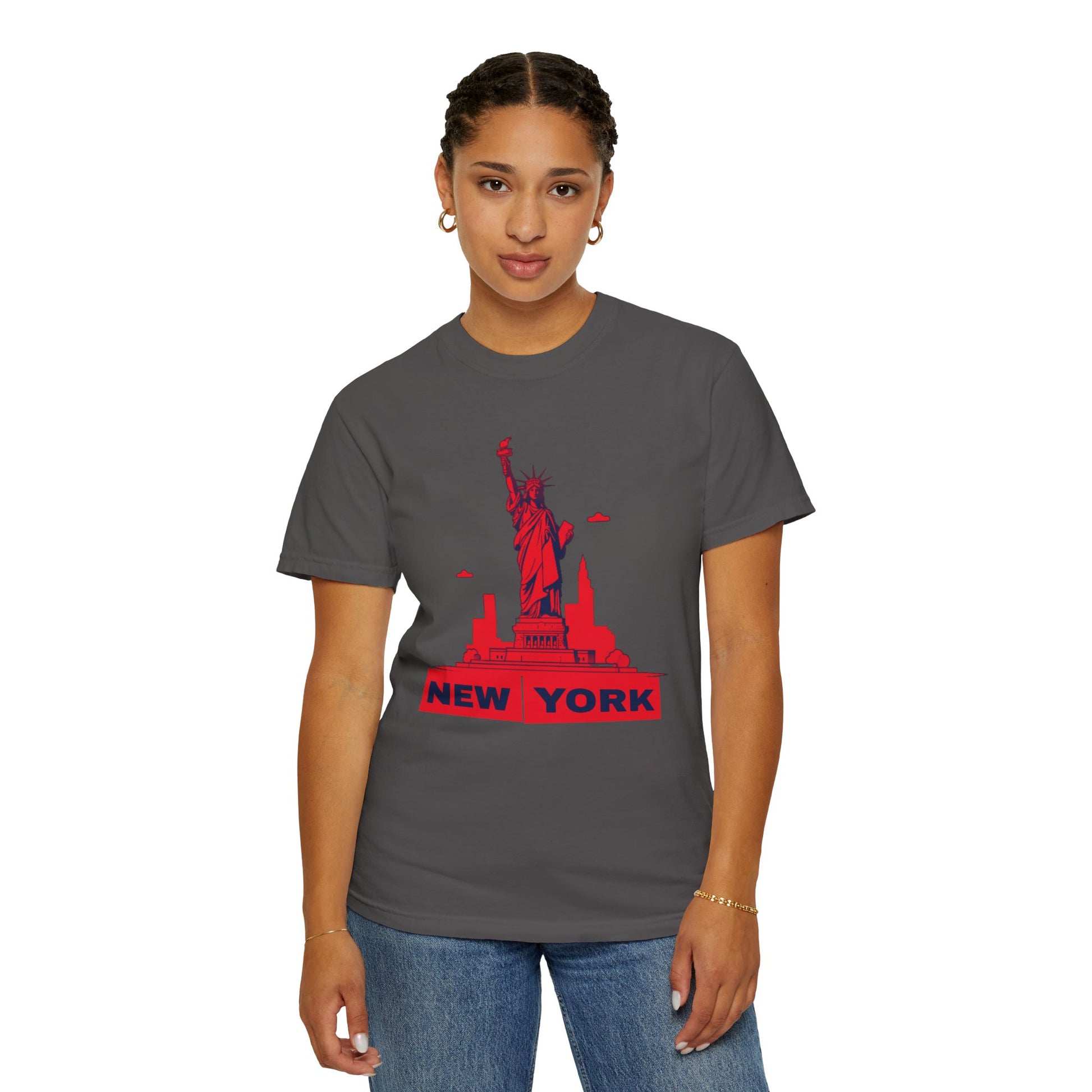 Unisex Garment-Dyed T-shirt with vector New York city Design | OKEYCITY