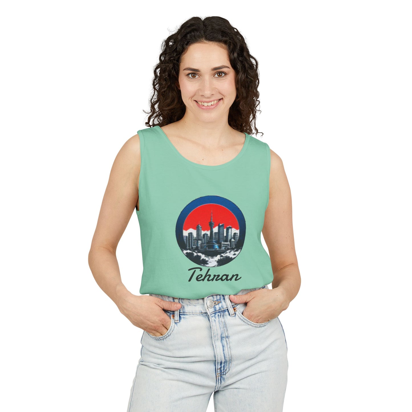 Unisex Garment-Dyed Tank Top with tehran Design | OKEYCITY