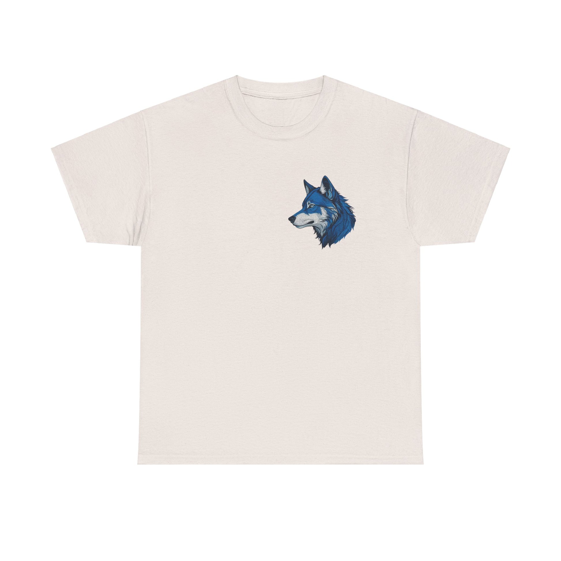 Unisex Heavy Cotton Tee with deep blue wolf Design | OKEYCITY