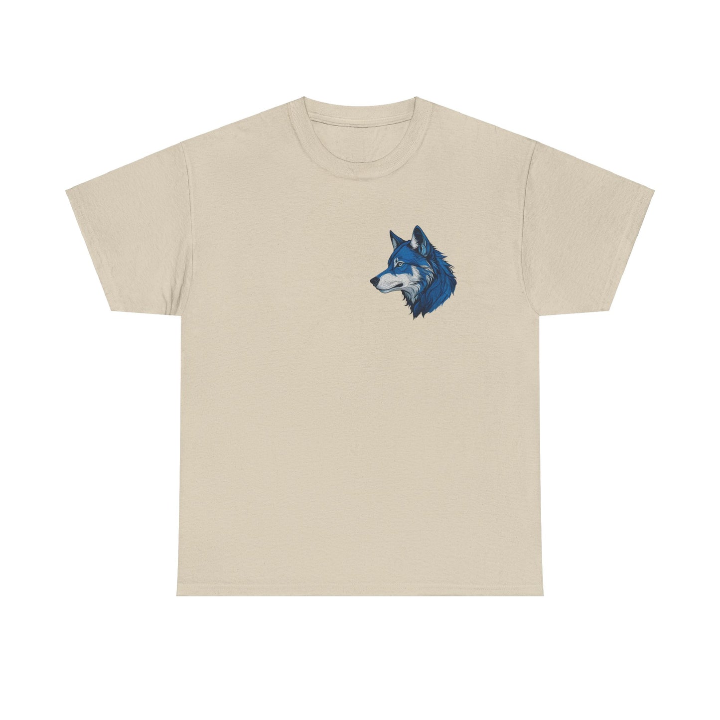 Unisex Heavy Cotton Tee with deep blue wolf Design | OKEYCITY