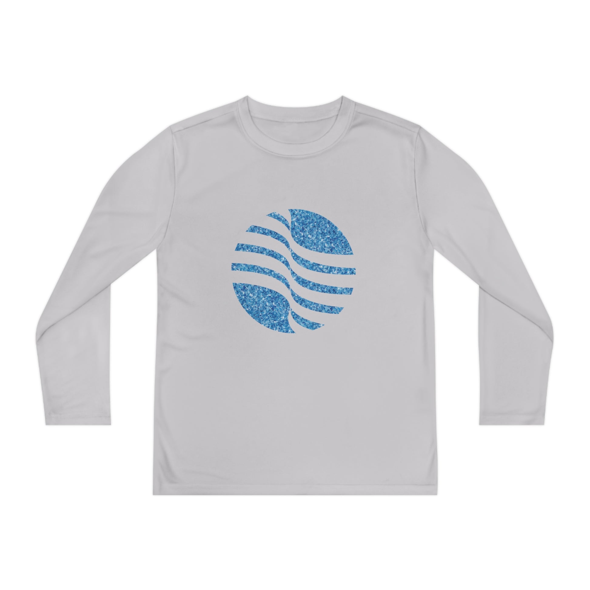 Youth Long Sleeve Competitor Tee with blue circle Design | OKEYCITY