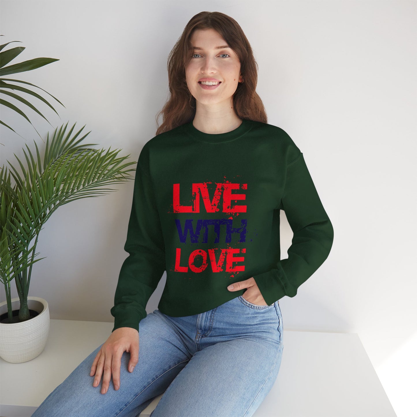 Unisex Heavy Blend™ Crewneck Sweatshirt with love Design | OKEYCITY