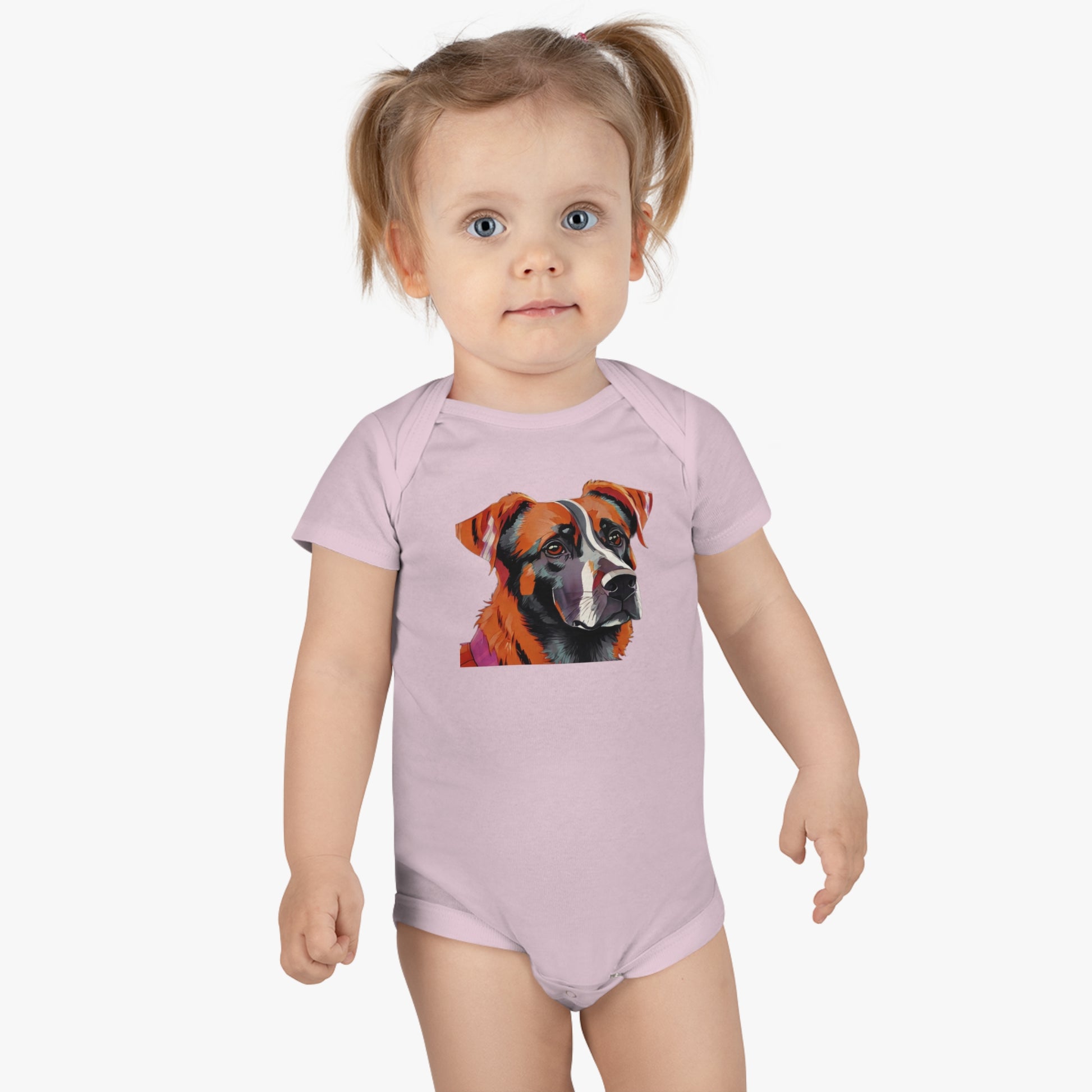 Baby Short Sleeve Onesie® with vector dog Design | OKEYCITY