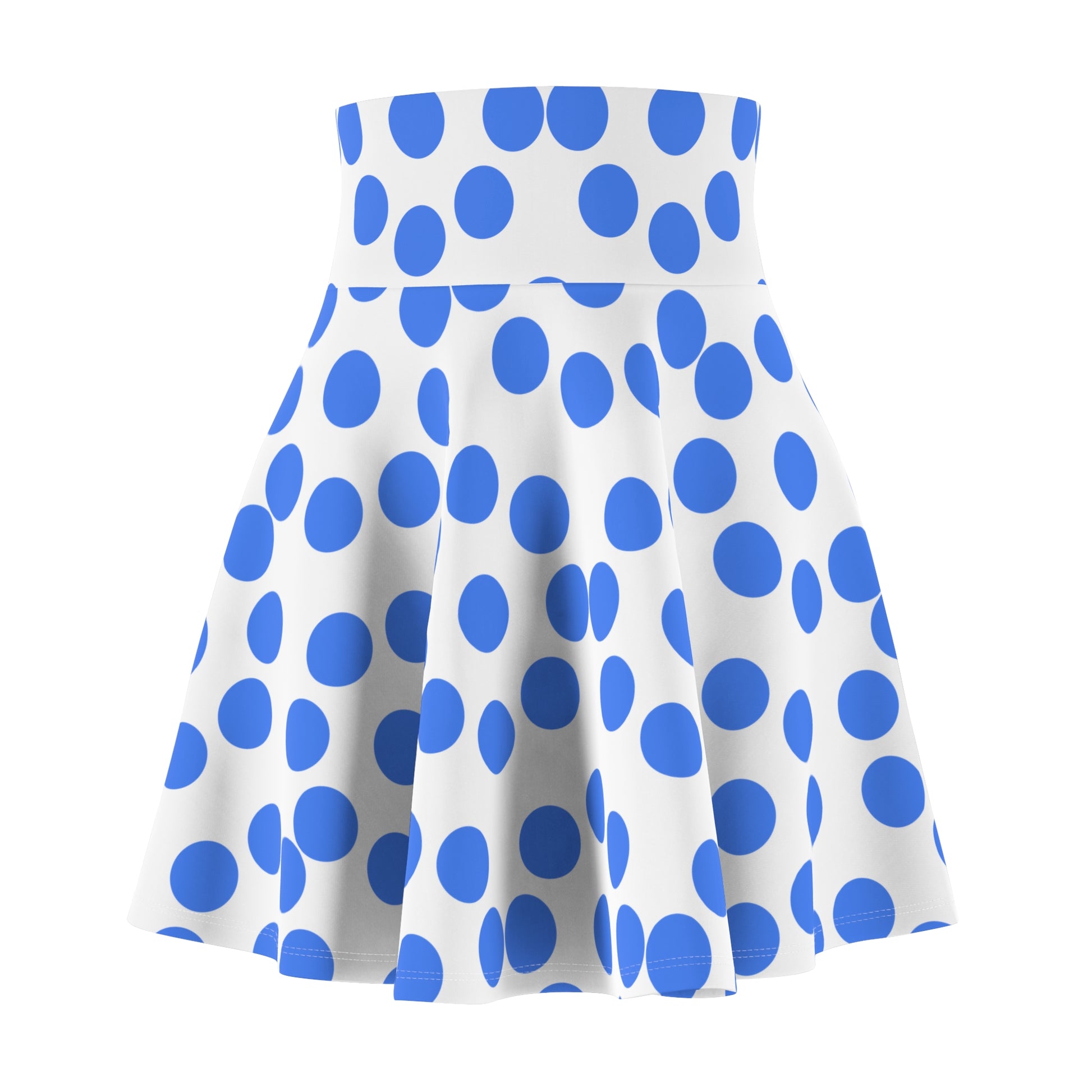 Women's Skater Skirt with blue dot Design | OKEYCITY