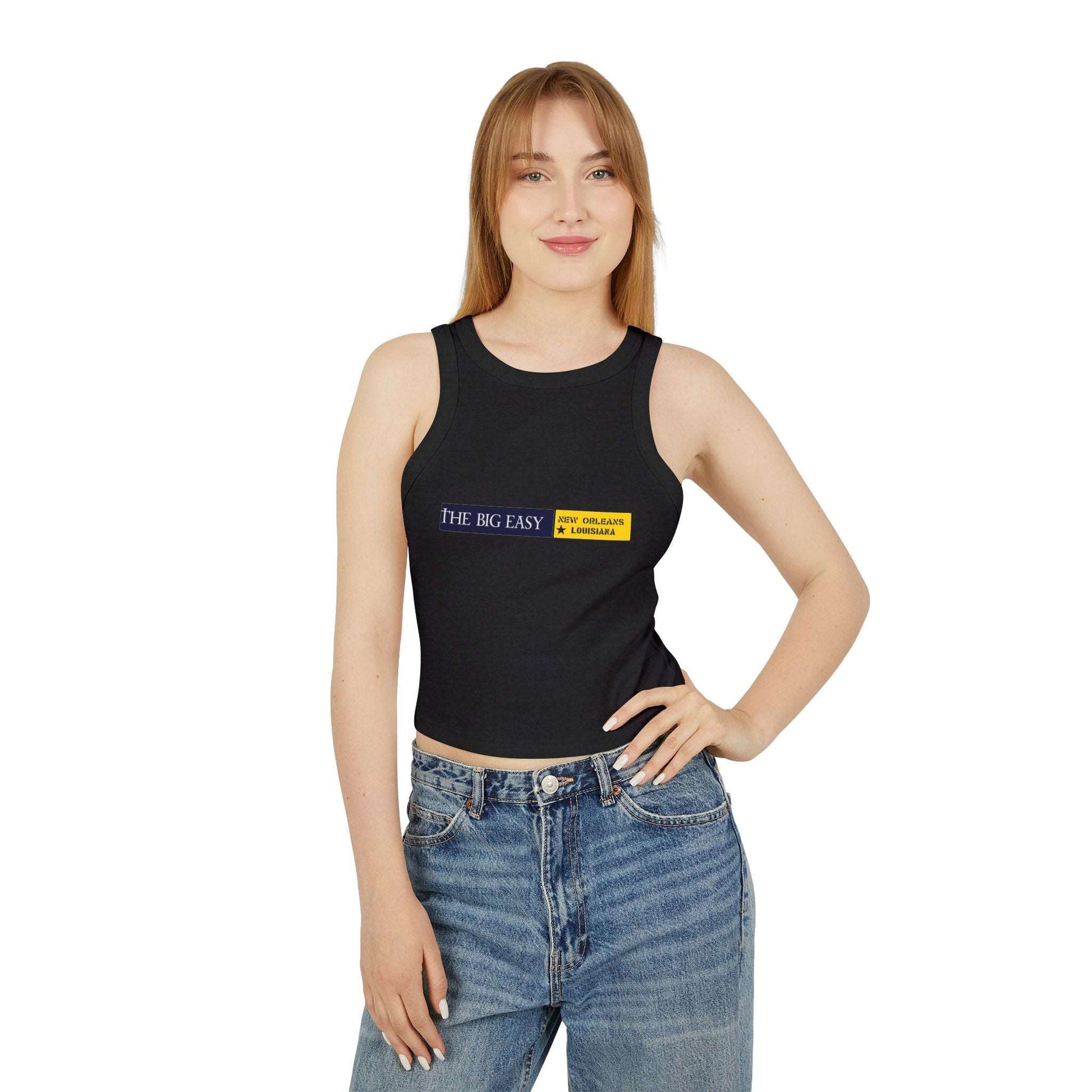 Women's Micro Rib Racer Tank Top | OKEYCITY