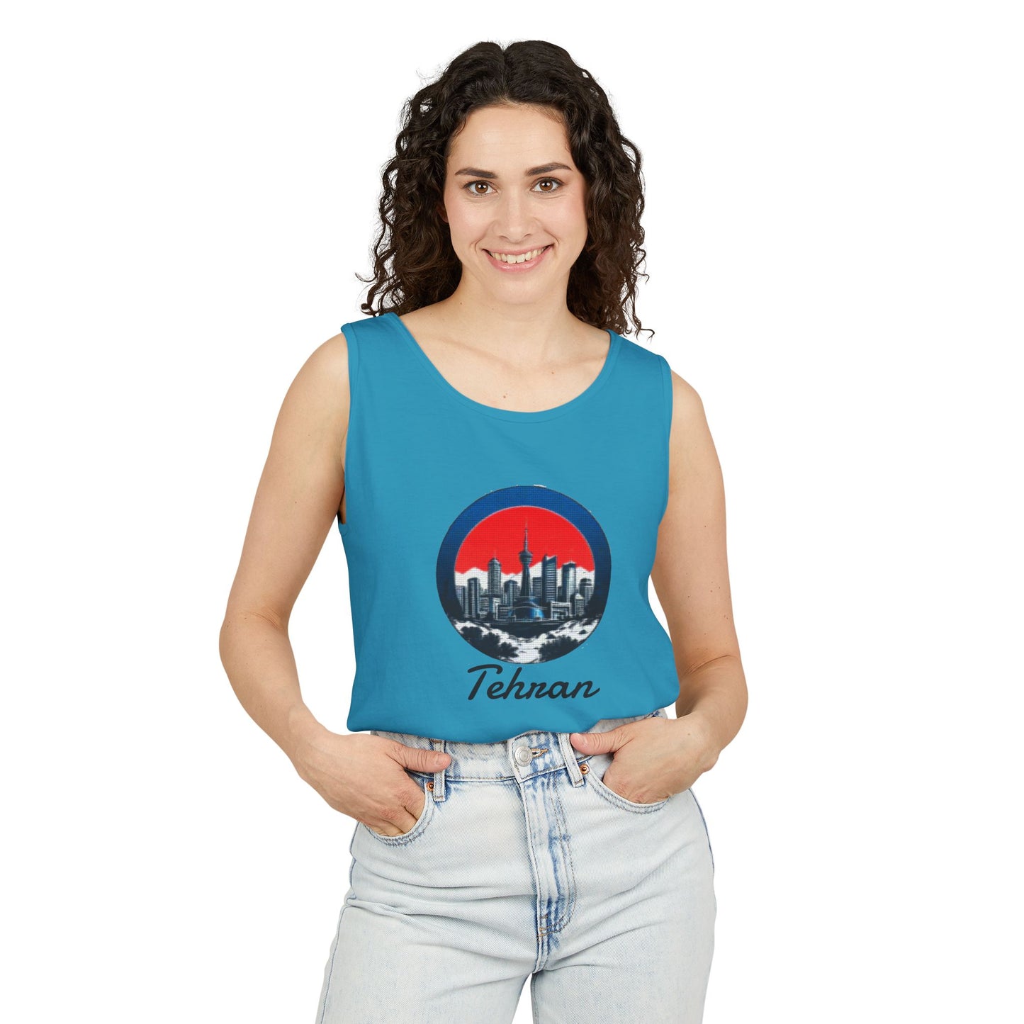 Unisex Garment-Dyed Tank Top with tehran Design | OKEYCITY