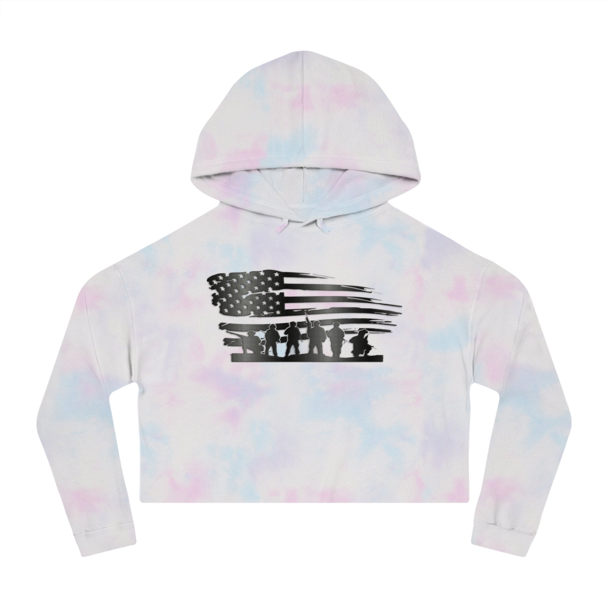 Women’s Cropped Hooded Sweatshirt with usa flag Design | OKEYCITY