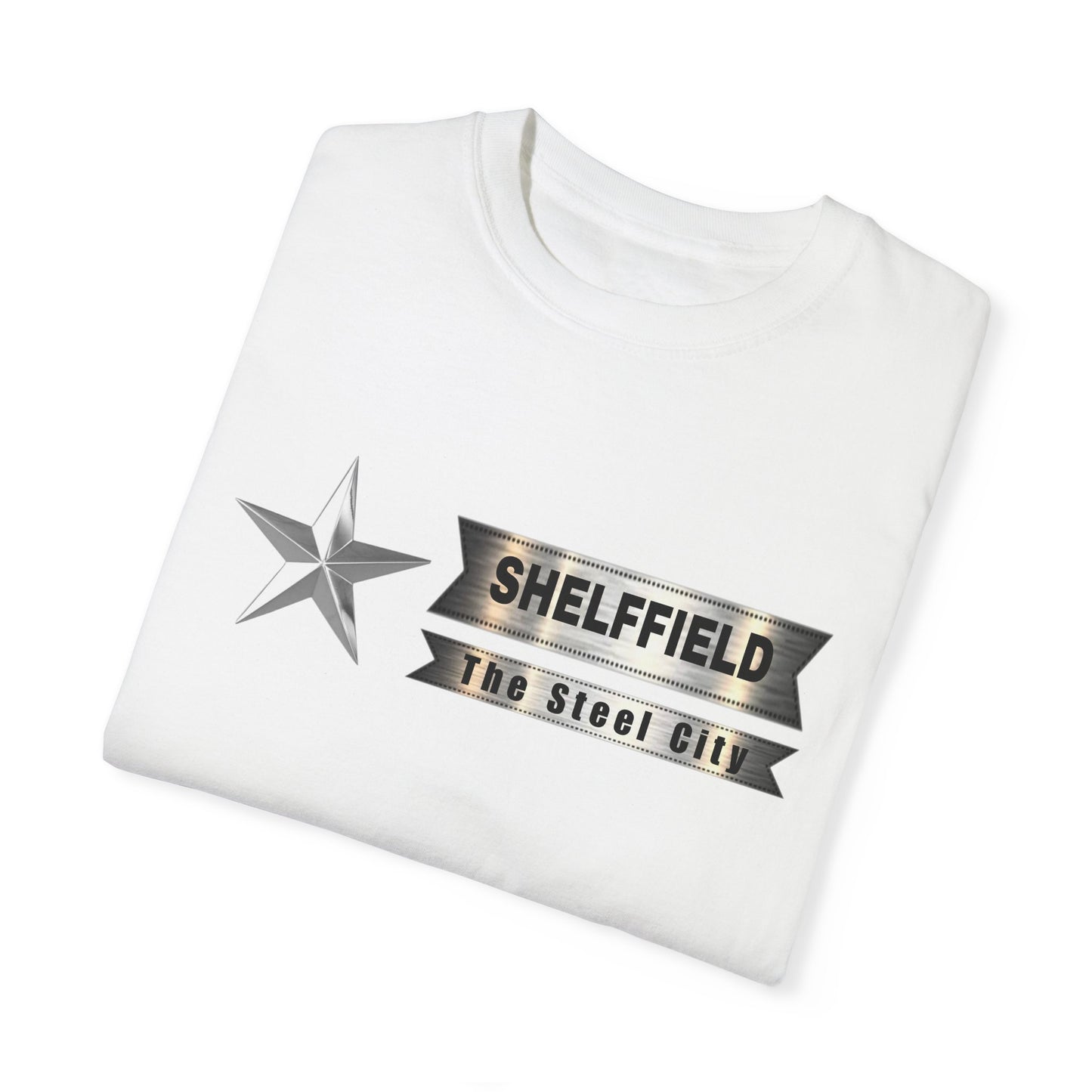 Unisex Garment-Dyed T-shirt with Shelffield Design | OKEYCITY