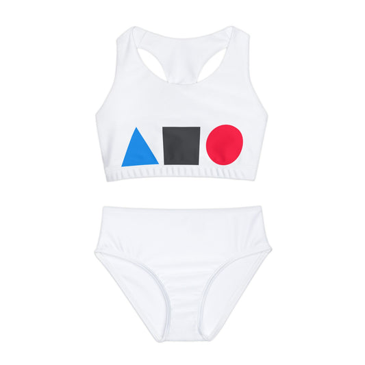 Girls Two Piece Swimsuit (AOP) With Geometric shapes Design | OKEYCITY