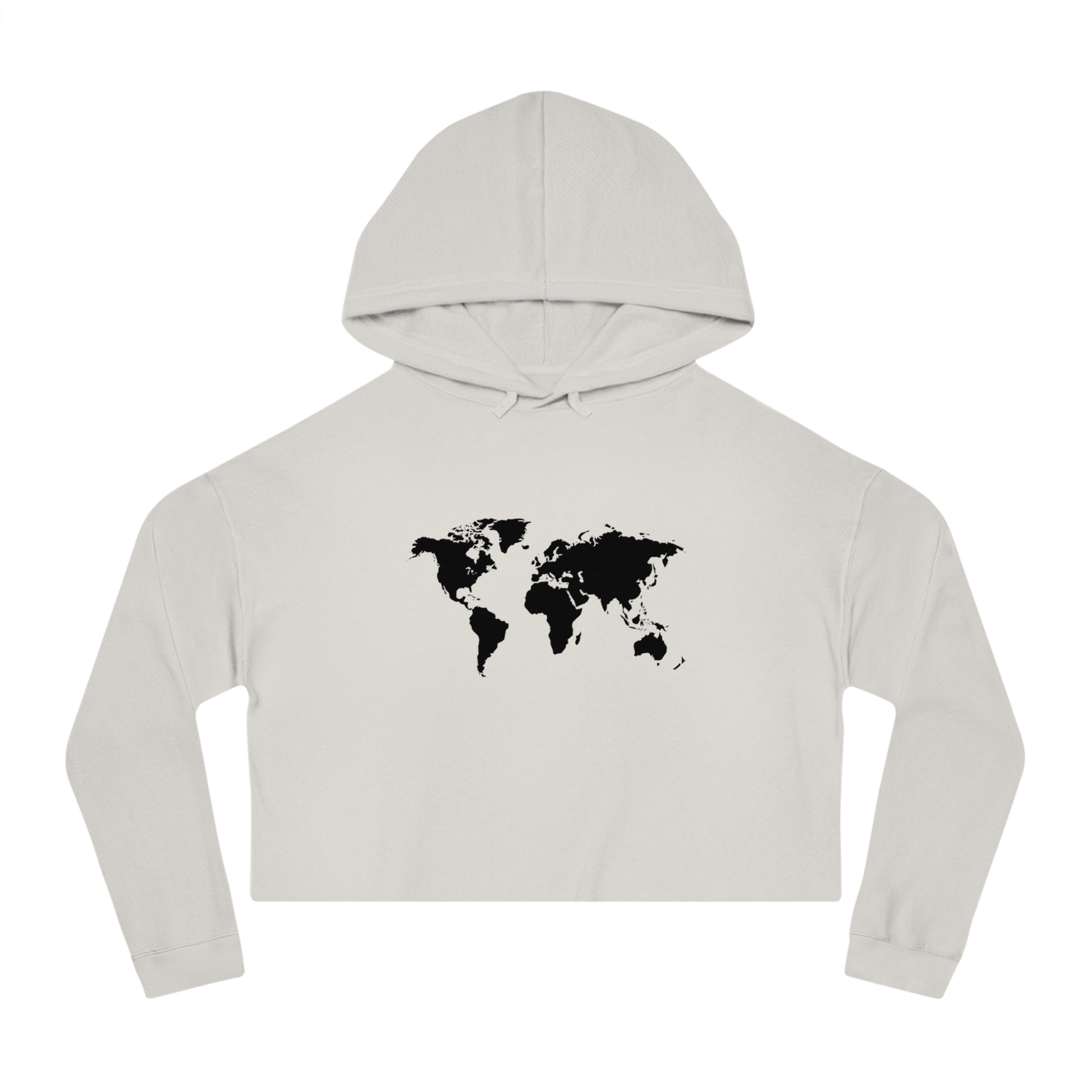 Women’s Cropped Hooded Sweatshirt with map world Design | OKEYCITY