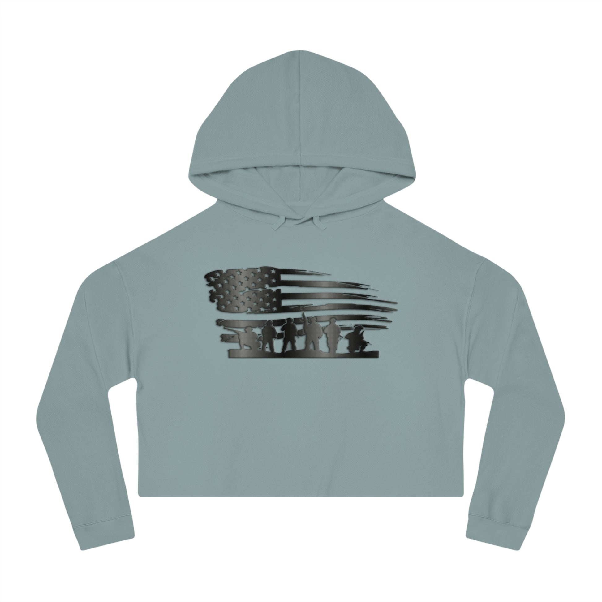 Women’s Cropped Hooded Sweatshirt with usa flag Design | OKEYCITY